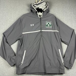 Riverbend Football Jacket Mens XL Gray Under Armour Hooded Quarter Zip Pullover